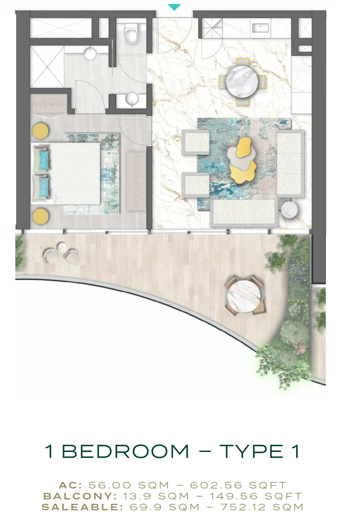Plano: 1 dormitorio, CHICK Tower