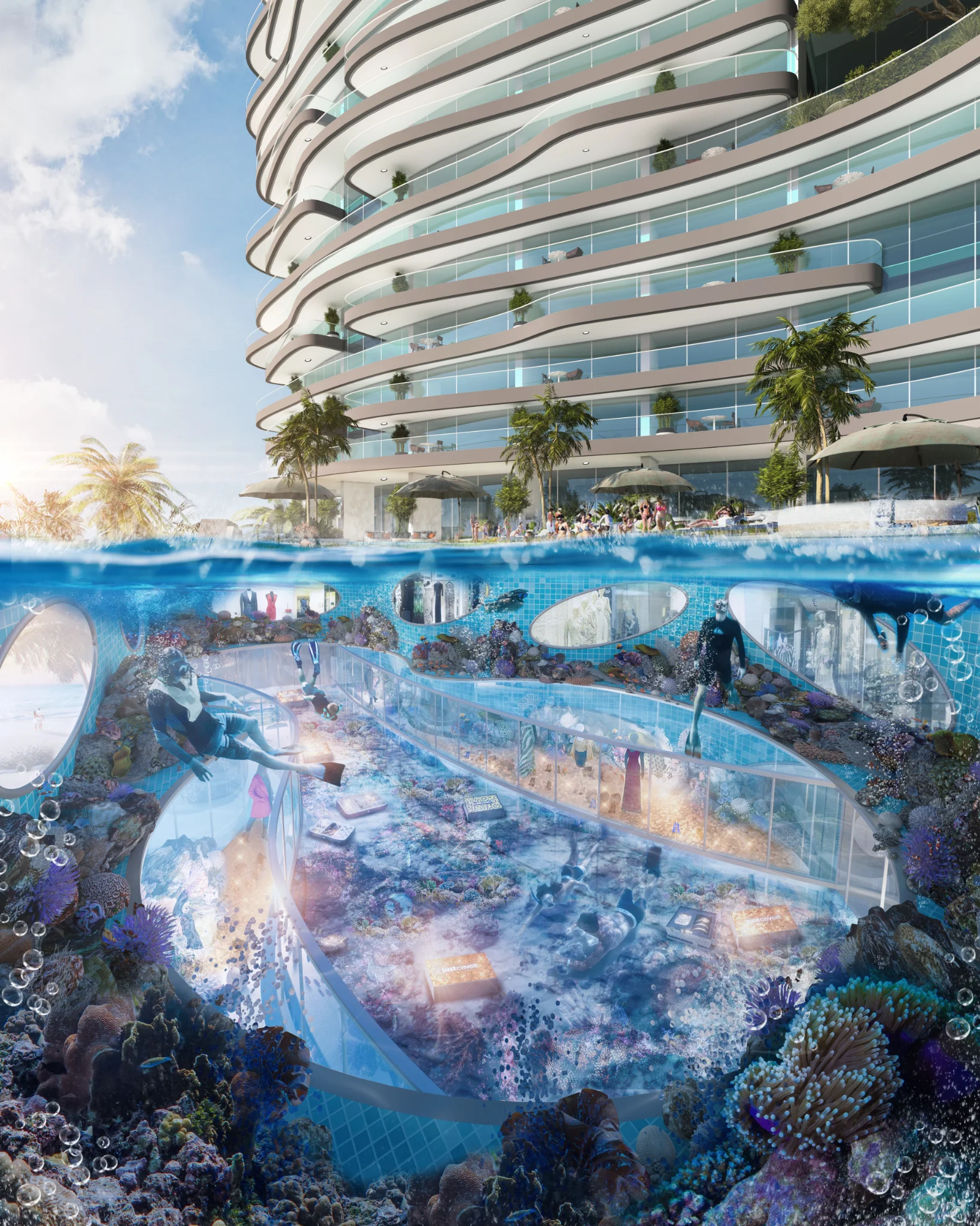 Exterior de DAMAC BAY BY CAVALLI, proyecto de DAMAC en Dubai Harbour: imagen 7 de 14