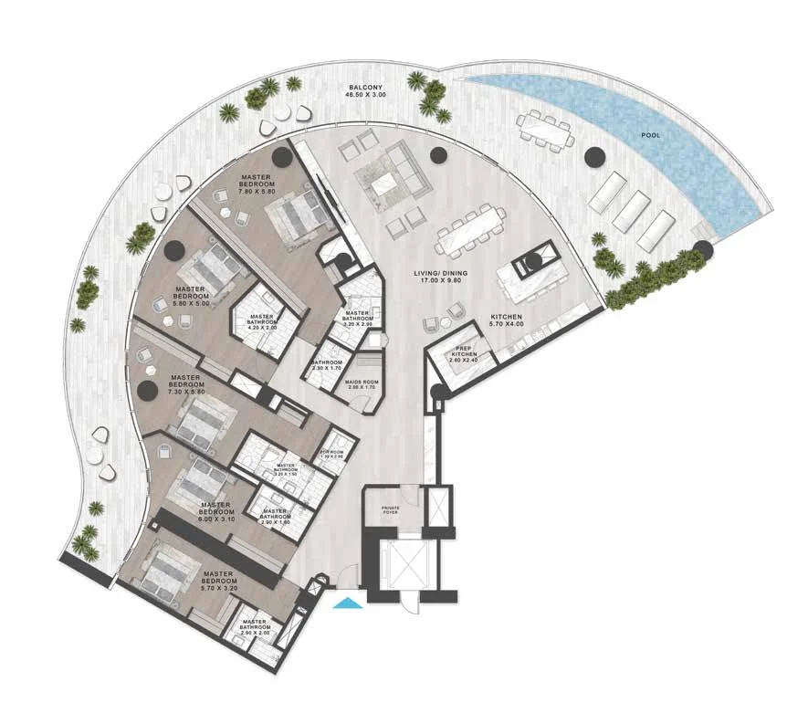 Plano: 5 dormitorios, DAMAC Casa