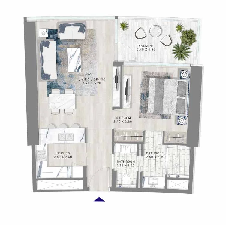 Plano: 1 dormitorio, Harbour Lights