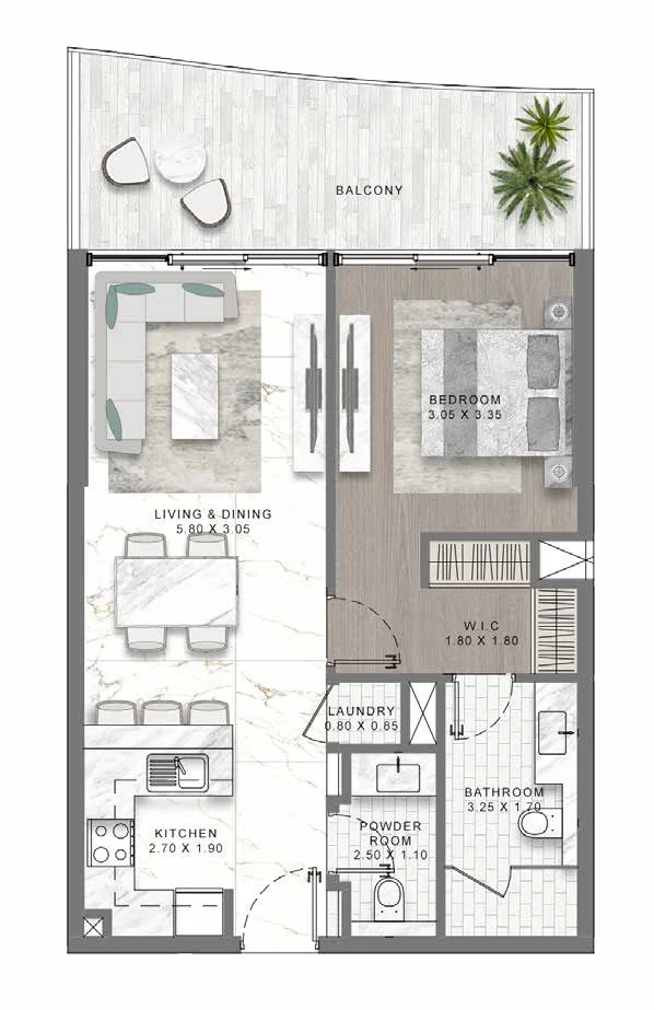 Plano: 1 dormitorio, DAMAC Lagoon Views