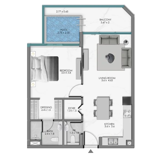 Plano: 1 dormitorio, Ocean Bay by SD