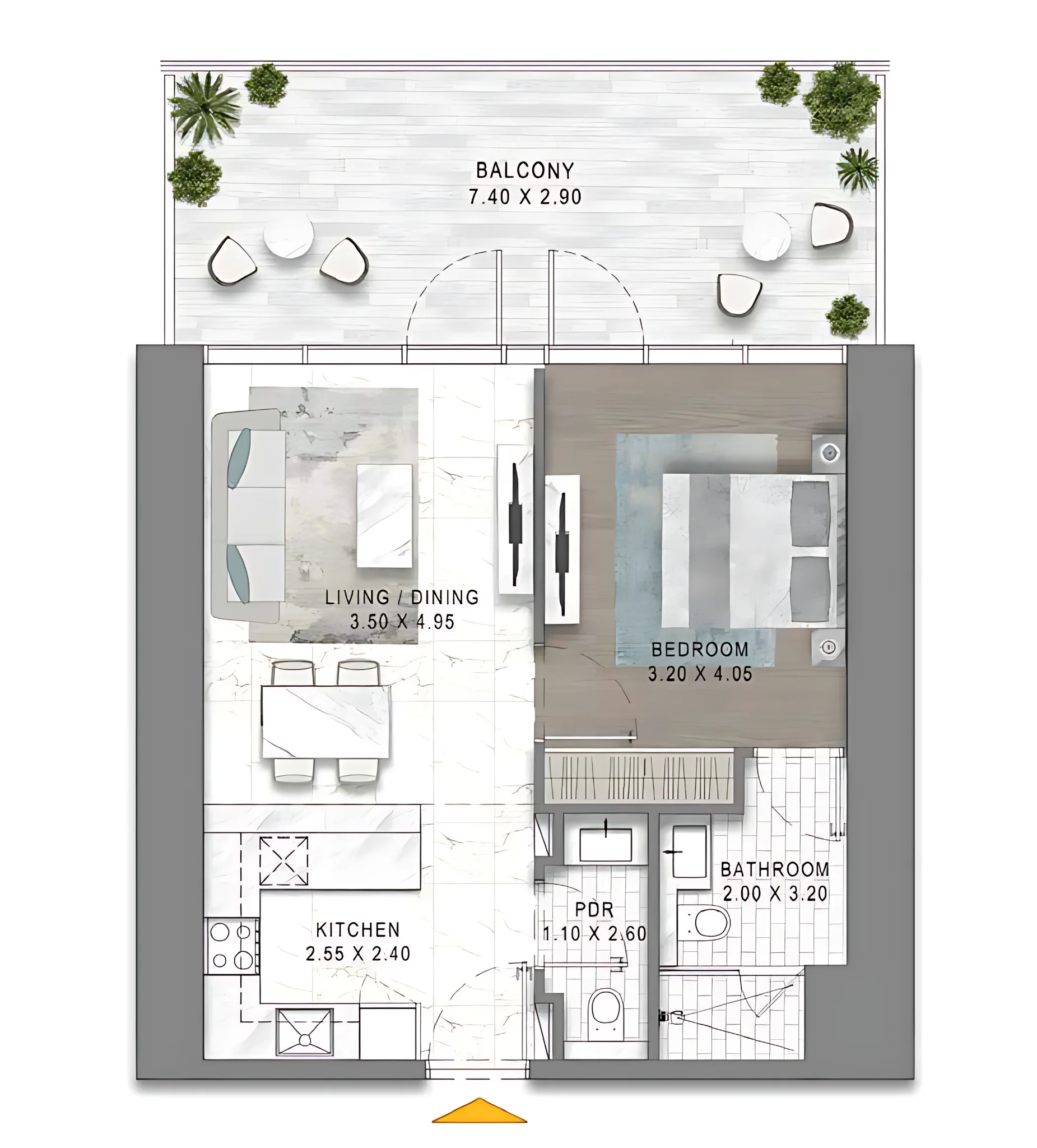 Plano: 1 dormitorio · Tipo 1, Safa Gate