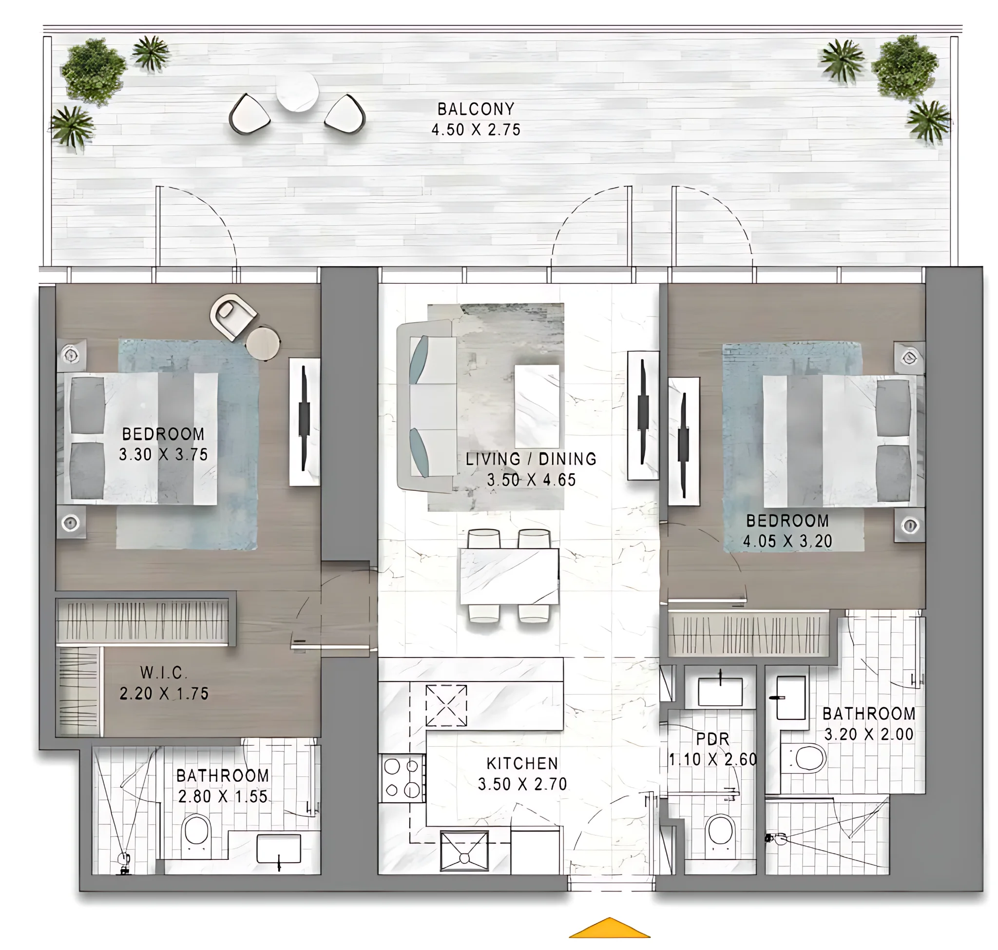 Plano: 1 dormitorio · Tipo 2, Safa Gate