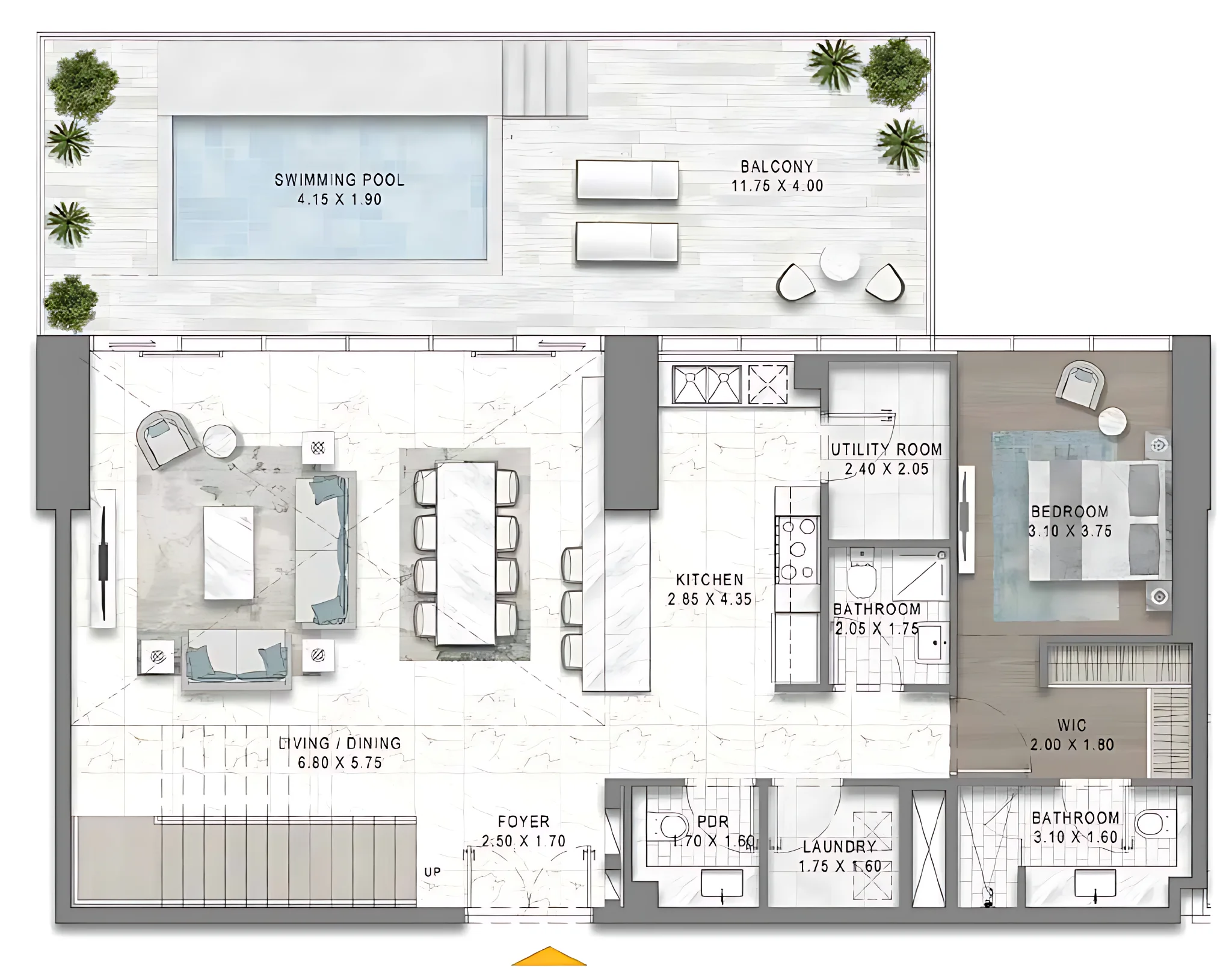 Plano: Penthouse dúplex de 3 dormitorios, Safa Gate