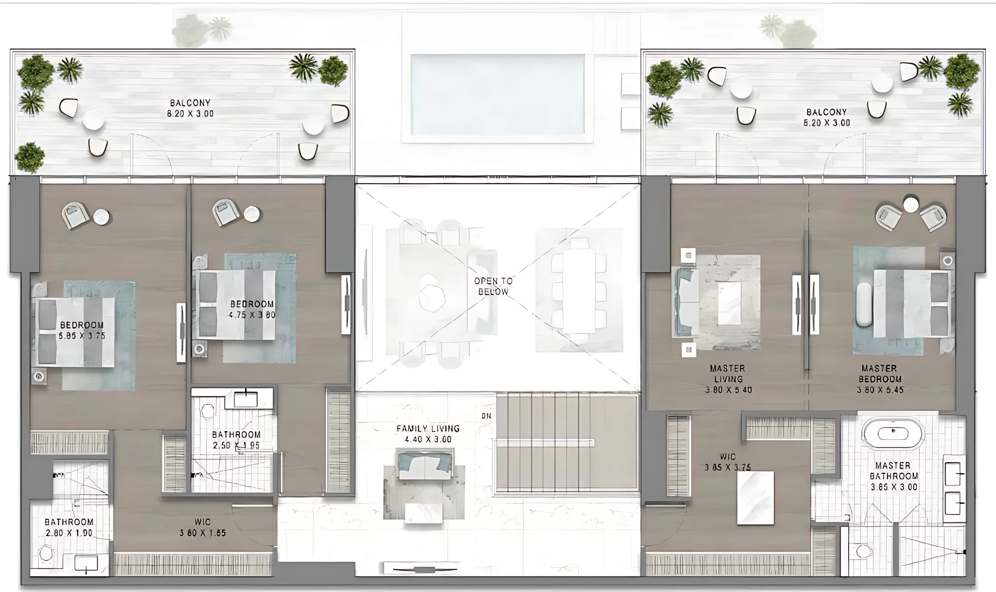 Plano: Penthouse dúplex de 5 dormitorios, Safa Gate