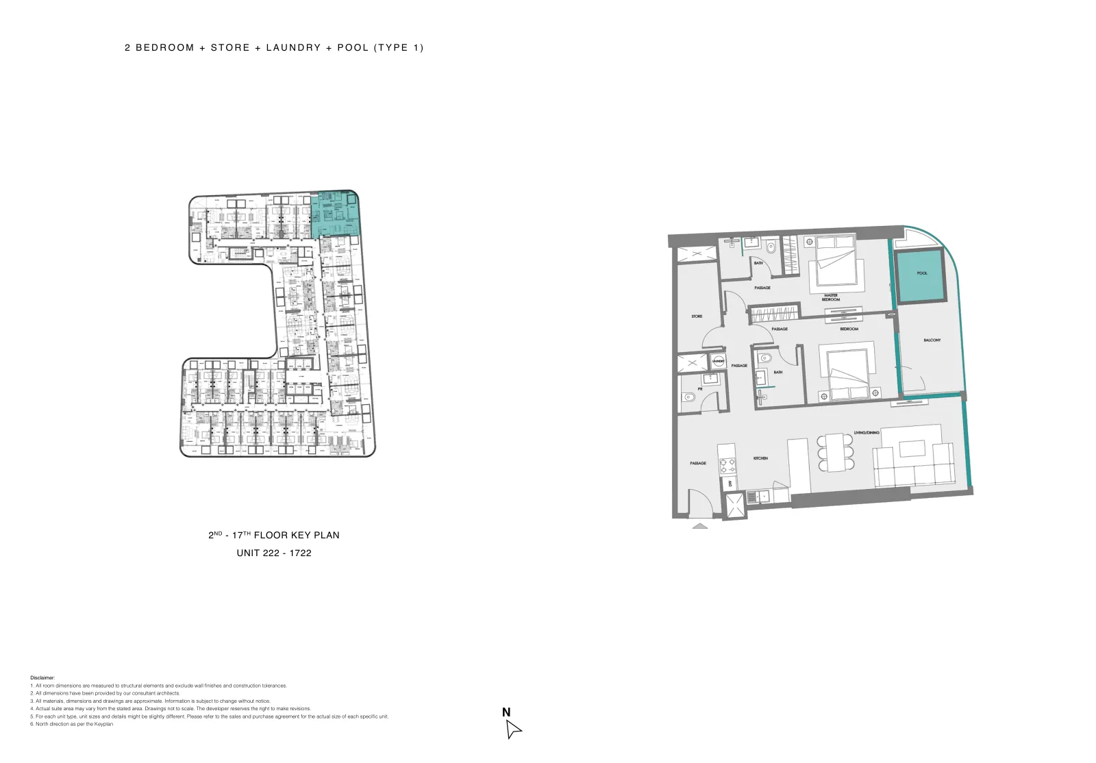 Plano: 2 dormitorios, SAMANA Boulevard Heights