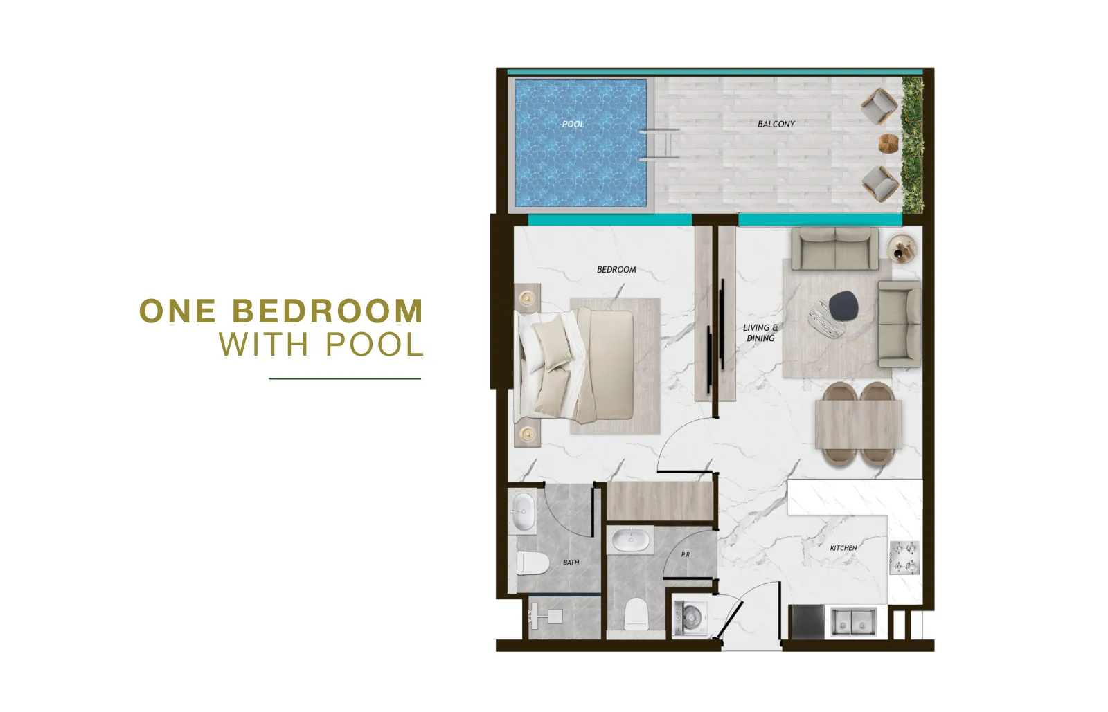 Plano: 1 dormitorio, SAMANA Parkville